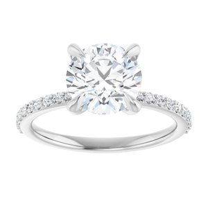 Platinum  8 mm Round Engagement Ring Mounting