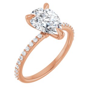 14K Rose  10x7 mm Pear Engagement Ring Mounting