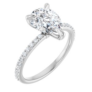 Platinum  10x7 mm Pear Engagement Ring Mounting