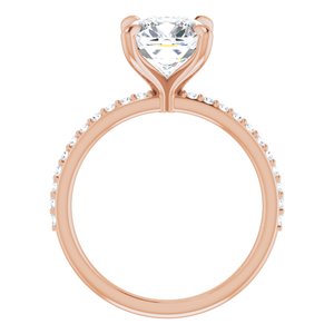 14K Rose  8 mm Cushion Engagement Ring Mounting