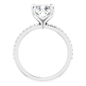 Platinum  8 mm Cushion Engagement Ring Mounting