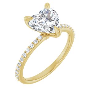 14K Yellow  8x8 mm Heart Engagement Ring Mounting