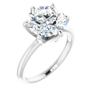 14K White  10 mm Round Solitaire Engagement Ring Mounting