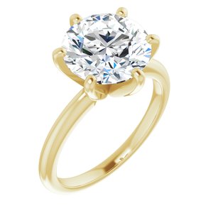 14K Yellow  10 mm Round Solitaire Engagement Ring Mounting