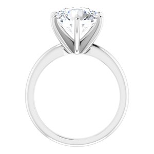 14K White  10 mm Round Solitaire Engagement Ring Mounting