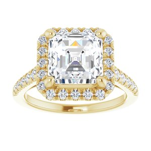 14K Yellow 8x8 mm Asscher French-Set Engagement Ring Mounting