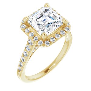 14K Yellow 8x8 mm Asscher French-Set Engagement Ring Mounting