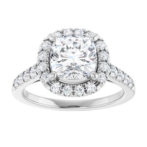 Platinum 7x7 mm Cushion French-Set Engagement Ring Mounting