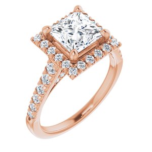 14K Rose 6.5x6.5 mm Square French-Set Engagement Ring Mounting