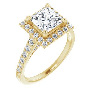 14K Yellow 6.5x6.5 mm Square French-Set Engagement Ring Mounting