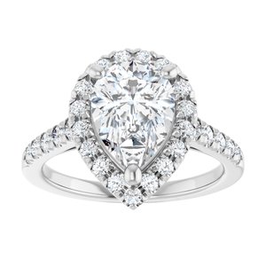 Platinum 10x7 mm Pear French-Set Engagement Ring Mounting