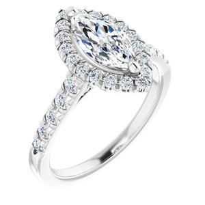 Platinum 10x5 mm Marquise French-Set Engagement Ring Mounting