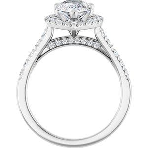 Platinum 10x7 mm Pear French-Set Engagement Ring Mounting