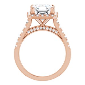 14K Rose 8x8 mm Asscher French-Set Engagement Ring Mounting