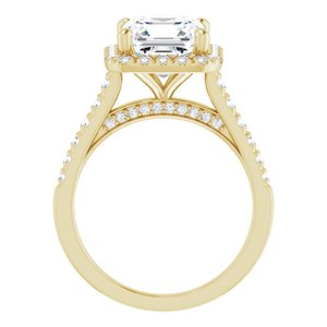 14K Yellow 8x8 mm Asscher French-Set Engagement Ring Mounting