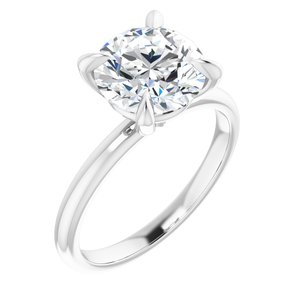 14K White  8.8 mm Round Solitaire Engagement Ring Mounting