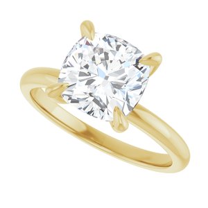 14K Yellow  8x8 mm Cushion Solitaire Engagement Ring Mounting