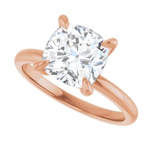 14K Rose  8x8 mm Cushion Solitaire Engagement Ring Mounting