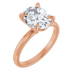 14K Rose  10x8 mm Oval Solitaire Engagement Ring Mounting