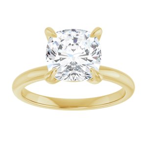 14K Yellow  8x8 mm Cushion Solitaire Engagement Ring Mounting