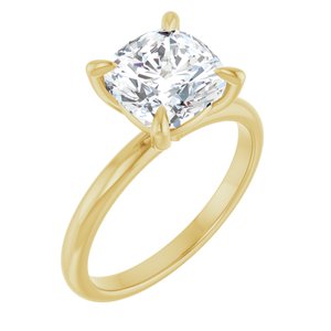 14K Yellow  8x8 mm Cushion Solitaire Engagement Ring Mounting