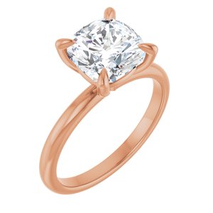 14K Rose  8x8 mm Cushion Solitaire Engagement Ring Mounting