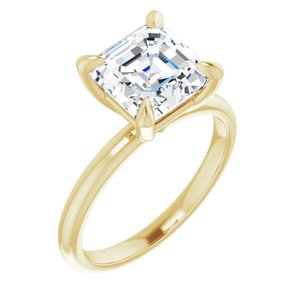 14K Yellow  8x8 mm Asscher Solitaire Engagement Ring Mounting