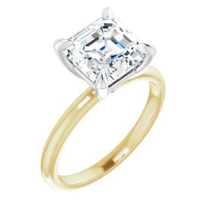 14K Yellow/White 8 x 8 mm Asscher Engagement Ring Mounting