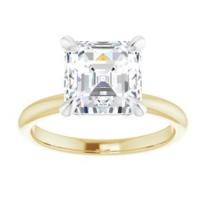 14K Yellow/White 8 x 8 mm Asscher Engagement Ring Mounting