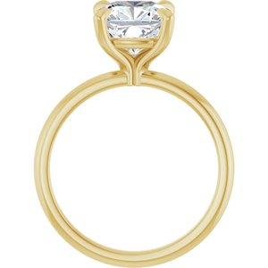 14K Yellow  8x8 mm Cushion Solitaire Engagement Ring Mounting