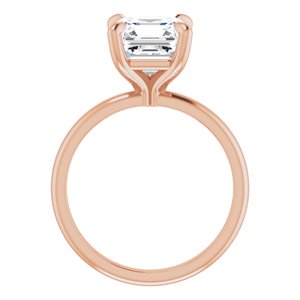 14K Rose  8x8 mm Asscher Solitaire Engagement Ring Mounting