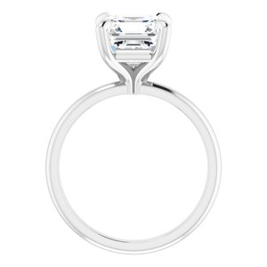 Platinum  8x8 mm Asscher Solitaire Engagement Ring Mounting