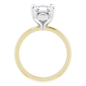 14K Yellow/White 8 x 8 mm Asscher Engagement Ring Mounting