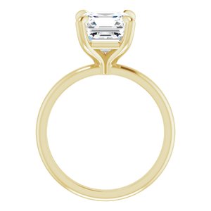 14K Yellow  8x8 mm Asscher Solitaire Engagement Ring Mounting