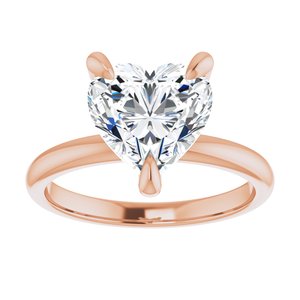 14K Rose  9x9 mm Heart Solitaire Engagement Ring Mounting