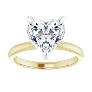 14K Yellow/White 9 x 9 mm Heart Engagement Ring Mounting