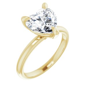 14K Yellow  9x9 mm Heart Solitaire Engagement Ring Mounting