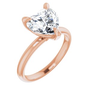 14K Rose  9x9 mm Heart Solitaire Engagement Ring Mounting