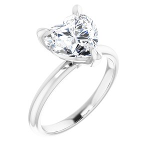 Platinum  9x9 mm Heart Solitaire Engagement Ring Mounting