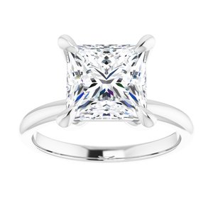 Platinum  8x8 mm Square Solitaire Engagement Ring Mounting