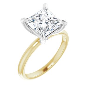 14K Yellow/White 8 x 8 mm Square Engagement Ring Mounting