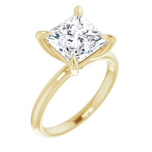 14K Yellow  8x8 mm Square Solitaire Engagement Ring Mounting