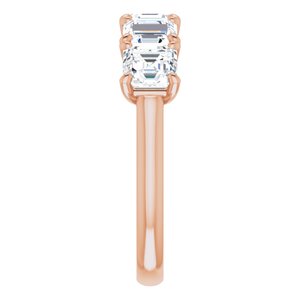 14K Rose 5x5 mm Asscher Anniversary Band Mounting