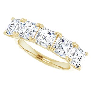 14K Yellow 5x5 mm Asscher Anniversary Band Mounting