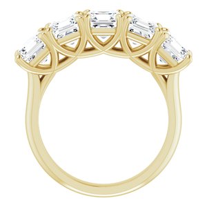 14K Yellow 5x5 mm Asscher Anniversary Band Mounting