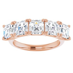 14K Rose 5x5 mm Asscher Anniversary Band Mounting