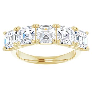 14K Yellow 5x5 mm Asscher Anniversary Band Mounting