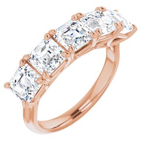 14K Rose 5x5 mm Asscher Anniversary Band Mounting