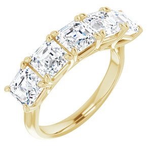 14K Yellow 5x5 mm Asscher Anniversary Band Mounting