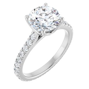 Platinum 8.2 mm Round Eternity Engagement Ring Mounting